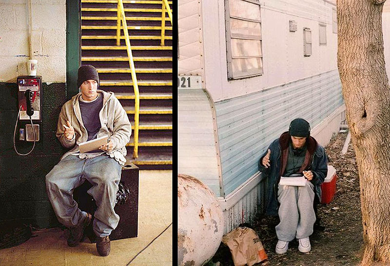 8 Mile撮影の合間にLose Yourselfを書き留める様子