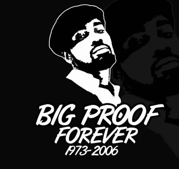 Proofの肖像と「BIG PROOF FOREVER 1973–2006」の文字が入った追悼ビジュアル。