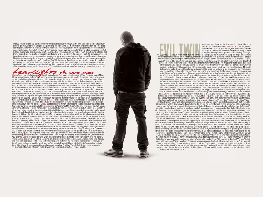 HeadlightsとEvil Twinの歌詞およびEminemの後ろ姿を掲載したMMLP2ブックレット