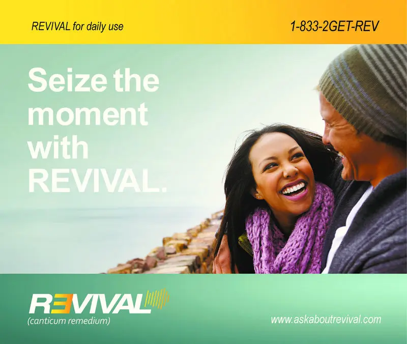 Seize the moment with REVIVALと書かれた架空の医薬品広告