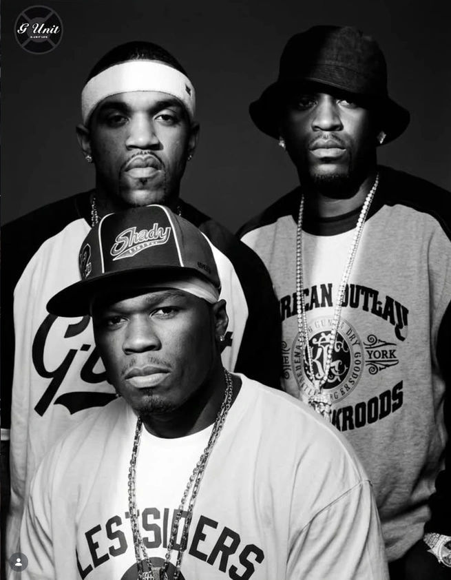 G-Unitの50 Cent、Lloyd Banks、Tony Yayoのモノクロ・プロモーション写真